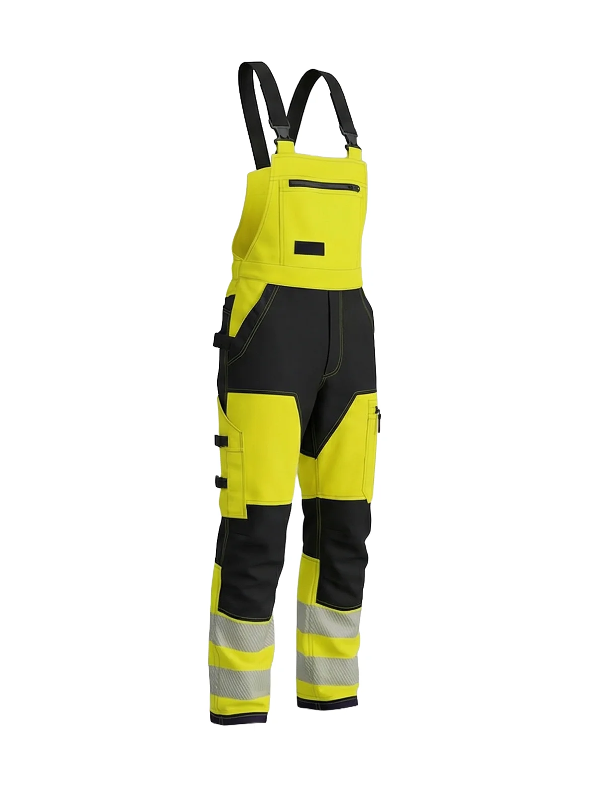 Hlače z naramnicami z elastičnimi detajli MASHUP Hi-vis Class 2 – pogled 2