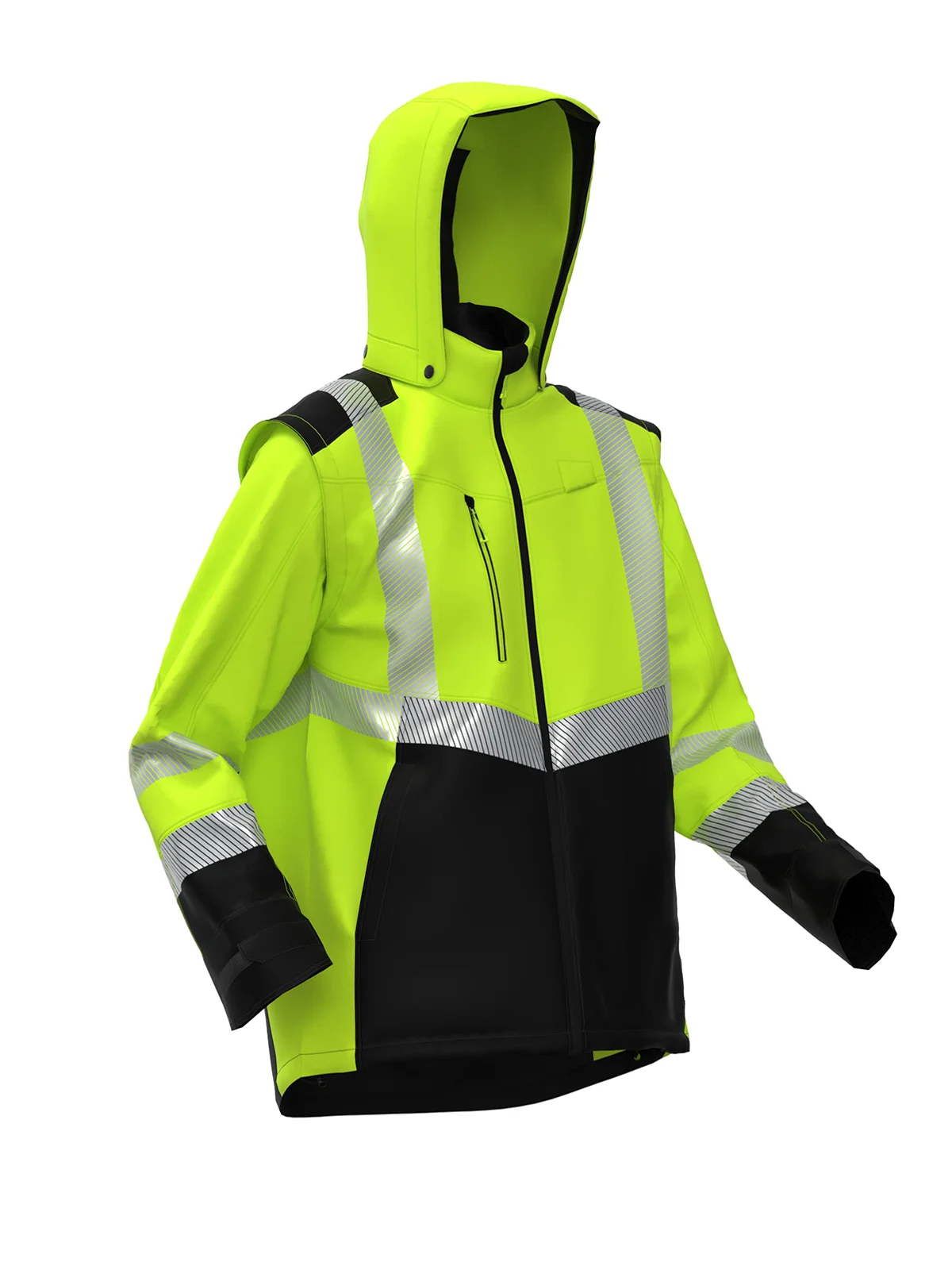 Jakna iz softshella s snemljivimi rokavi TRANSFORMER Hi-vis Class 2 – pogled 2