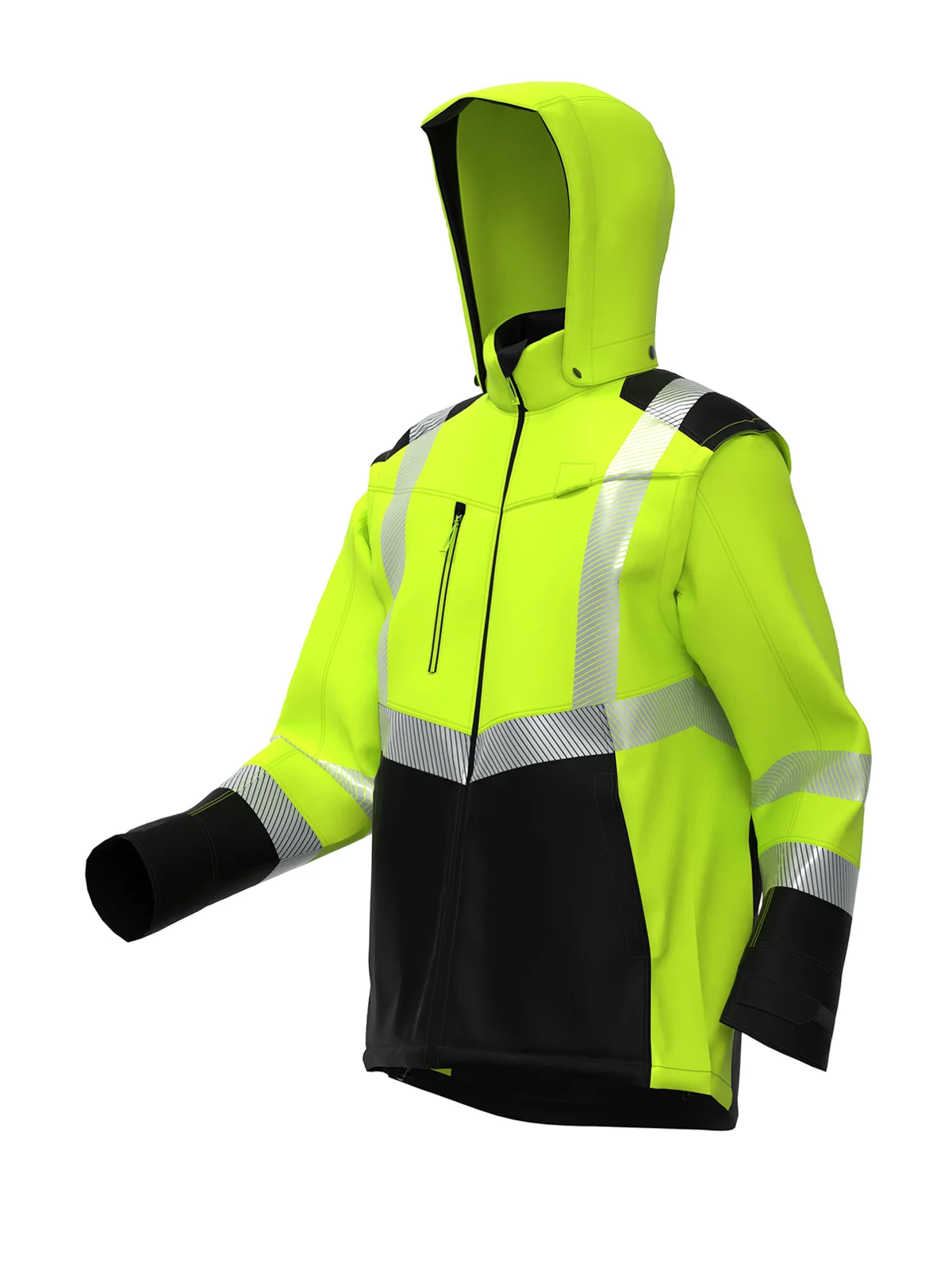 Jakna iz softshella s snemljivimi rokavi TRANSFORMER Hi-vis Class 2 – pogled 3